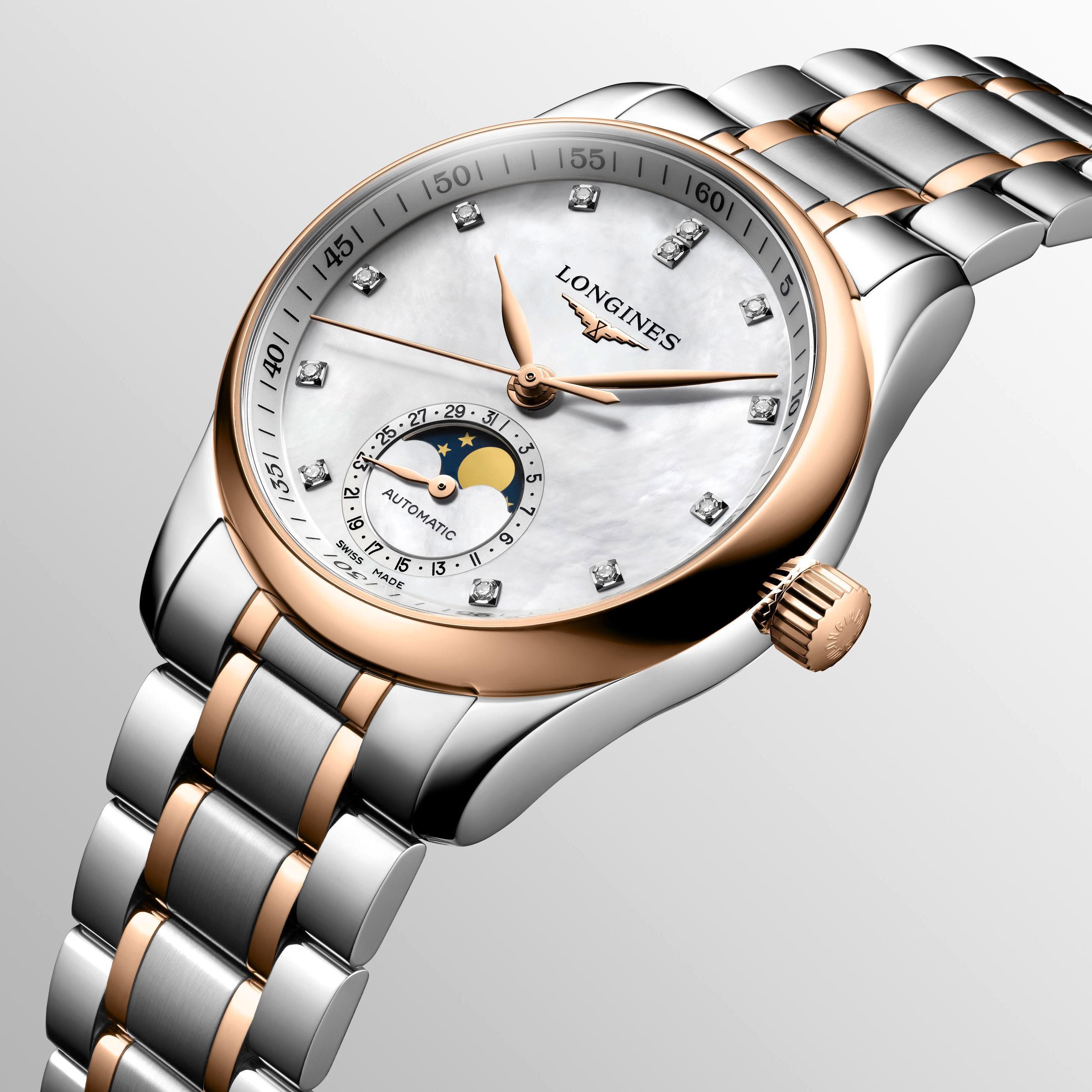 Longines Master Automatic Moonphase 34 mm Rose Gold Stainless Steel and Diamond Maison Birks